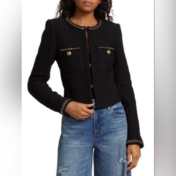 Alice + Olivia Shiloh Embellished Cotton Tweed Jacket